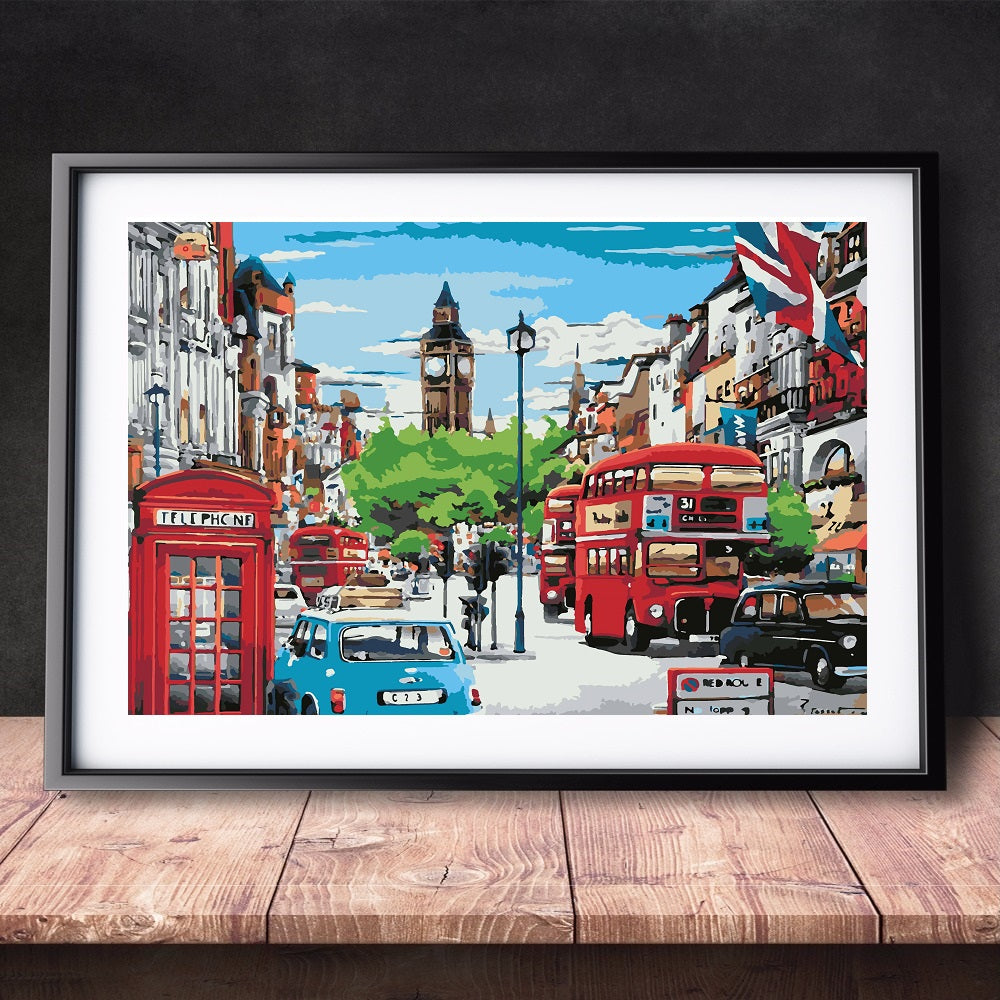 DIY Paint by Numbers Canvas Painting Kit - London City Bus Telephone