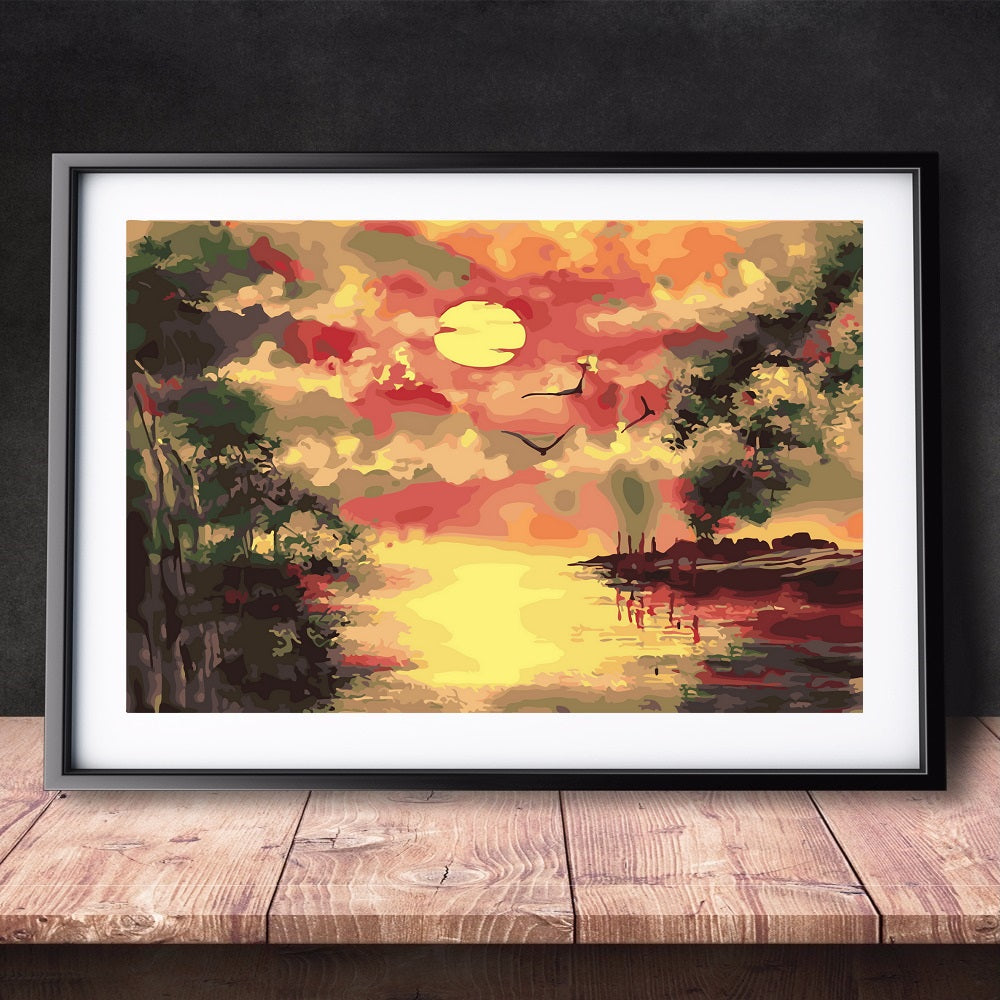 DIY Paint by Numbers Canvas Painting Kit - Crying Sun Sunset