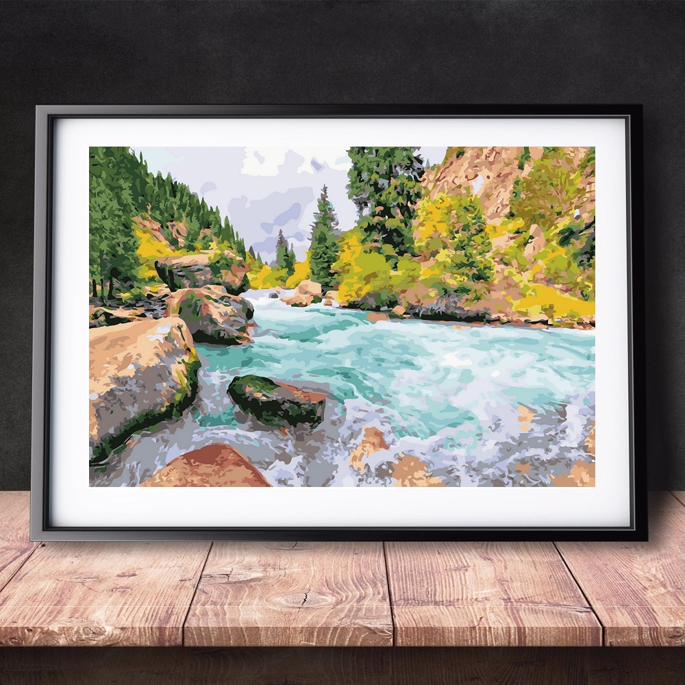 DIY Paint by Numbers Canvas Painting Kit - Tributary River Flow