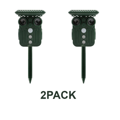 Ultrasonic Solar Deer Repeller PACK OF 2 - 5 Adjustable Modes - Get Rid of Deer in 48 Hours