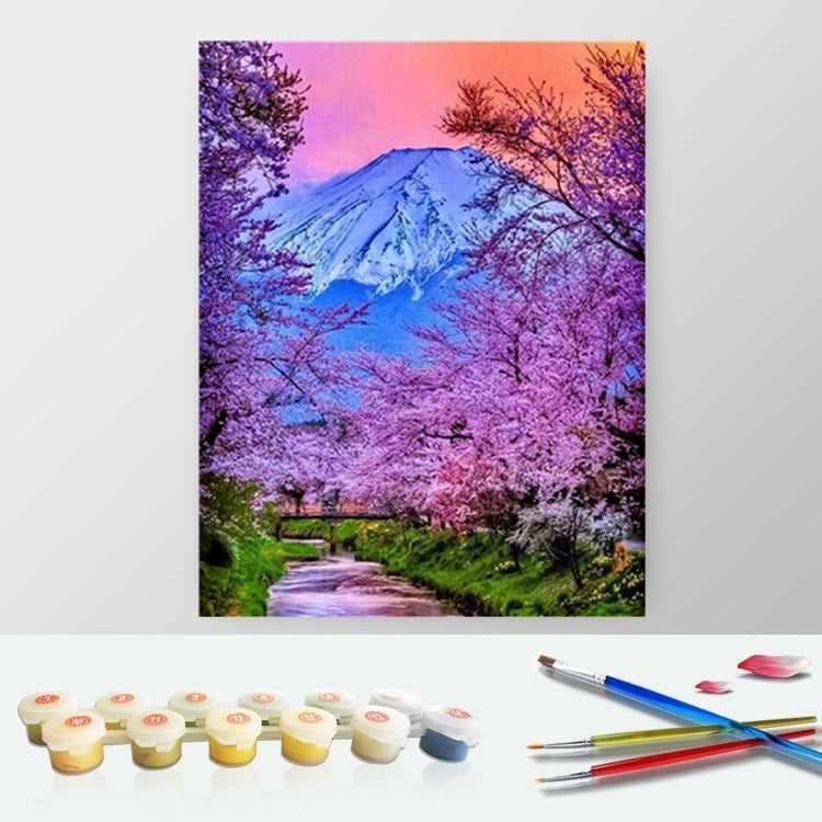 DIY Paint by Numbers Canvas Painting Kit - Blooming Trees in Japan