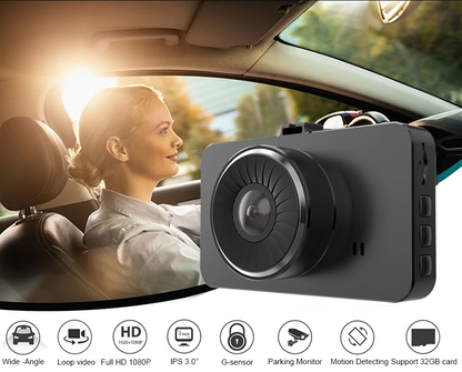 Explon Dash Cam - Full HD with 3" LCD Screen - G-Sensor, Loop Recording and Motion Detection - CA