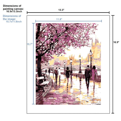 5D Diamond Painting by Number Kit Rainy Spring Day