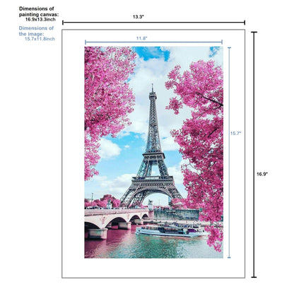 5D Diamond Painting by Number Kit Blooming Paris Eiffel Tower