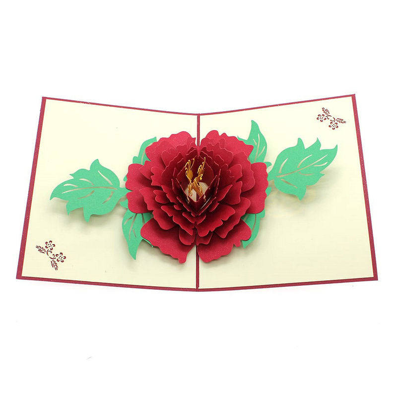 3D BIG Red Flower Pop Up Card and Envelope