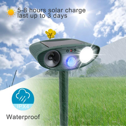 Raccoon Outdoor Ultrasonic Repeller - PACK OF 4 - Solar Powered Ultrasonic Animal & Pest Repellant - Get Rid of Raccoons in 48 Hours or It's FREE