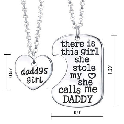 Daddy's Girl Heart Pendant Necklace - Father Daughter Necklace Set