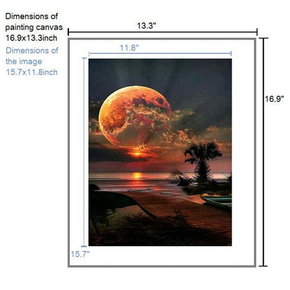 5D Diamond Painting by Number Kit Sunset Moon