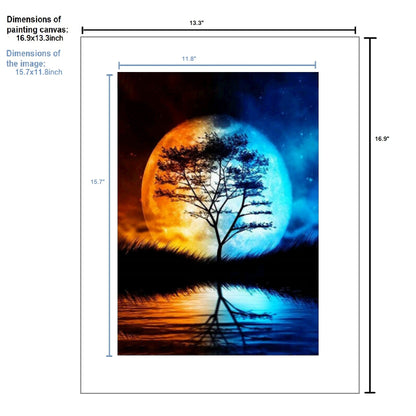 5D Diamond Painting by Number Kit Big Moon Tree