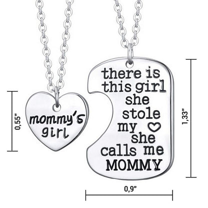 Mommy’s Girl Heart Pendant Necklace - Mother Daughter Necklace Set