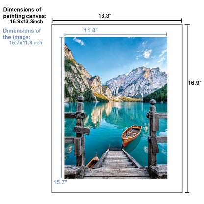 5D Diamond Painting by Number Kit Boat Dock Lake