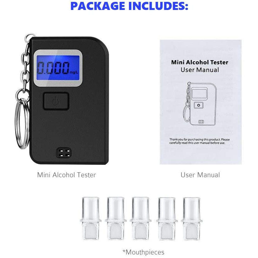 Breathalyzer - Digital Blue LED Screen - Portable