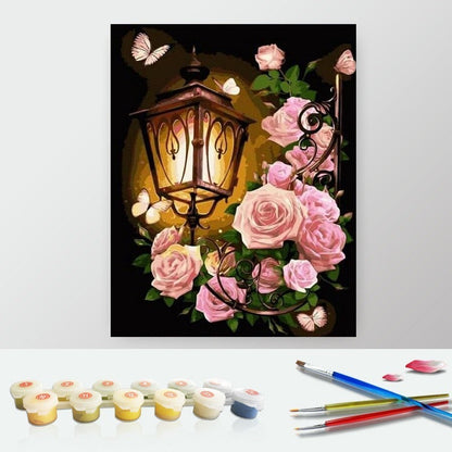 DIY Paint by Numbers Canvas Painting Kit - Roses and Light Porch