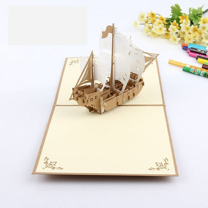 3D Sailing Boat Pop Up Card and Envelope