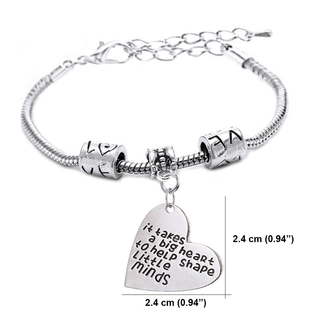 It Takes a Big Heart to Help Shape Little Minds - Pendant Bracelet