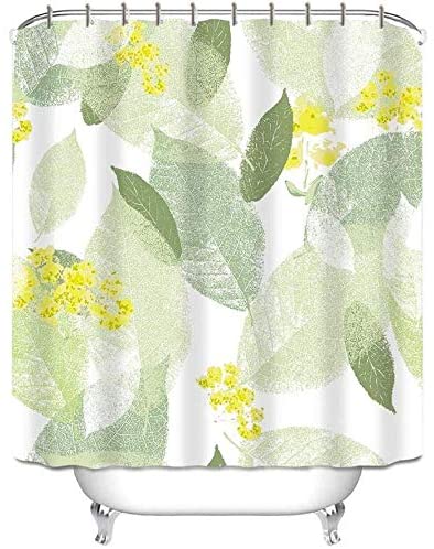 Shower Curtain with Metal Hooks, 72" x 72" - Yellow Leaves