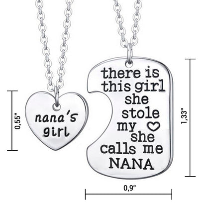 Nana's Girl Heart Pendant Necklace - Nana Necklace Set - Best Family Gift