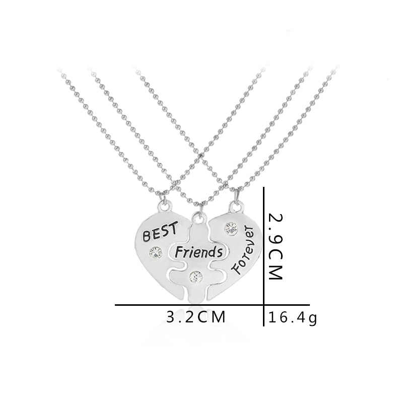 Best Friends Forever Heart Necklaces - Set of 3 Friendship Necklaces