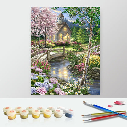 DIY Paint by Numbers Canvas Painting Kit - Village in The Night