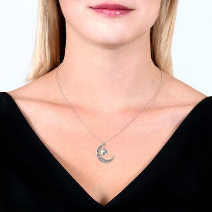 Crescent Moon and Paws Pendant Necklace, 19.5'' Chain, Great Gift for Animal Lovers