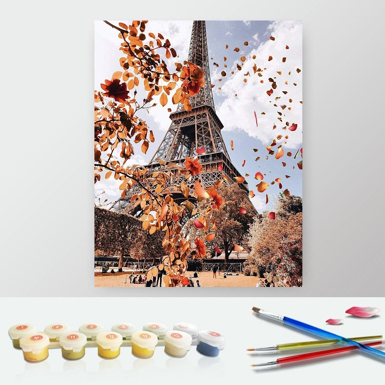 DIY Paint by Numbers Canvas Painting Kit - Autumn in Paris Eiffel Tower