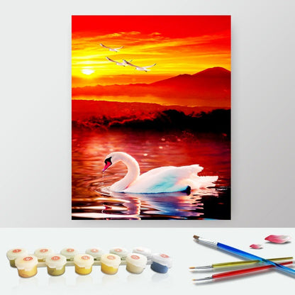 DIY Paint by Numbers Canvas Painting Kit - Red Swan