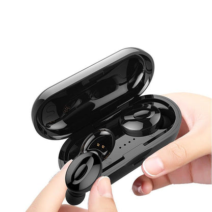 Bluetooth 5.0 Earbuds with Wireless Charging Case - Black