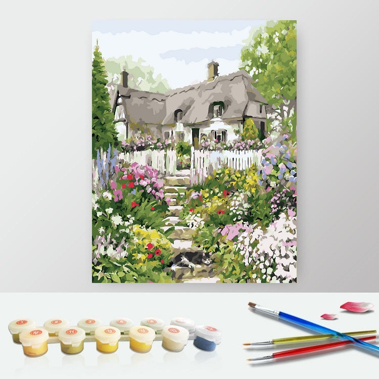 DIY Paint by Numbers Canvas Painting Kit - Cottage House