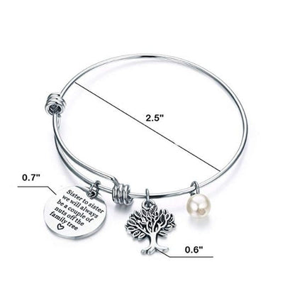 Bangle Bracelet Engraved Sister to sister we will always be a couple of nuts off the family tree Inspirational Jewelry