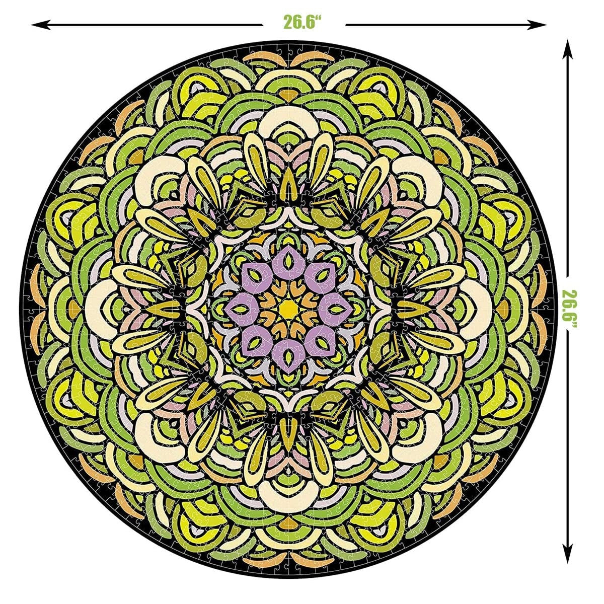 Green Mandala Round Puzzle - 1000 Pieces Jigsaw