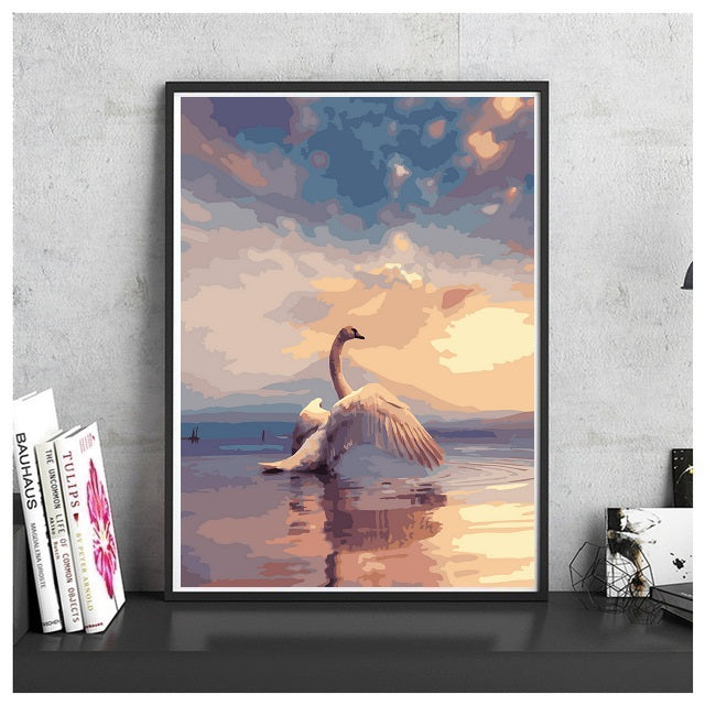 DIY Paint by Numbers Canvas Painting Kit - Dancing Swan