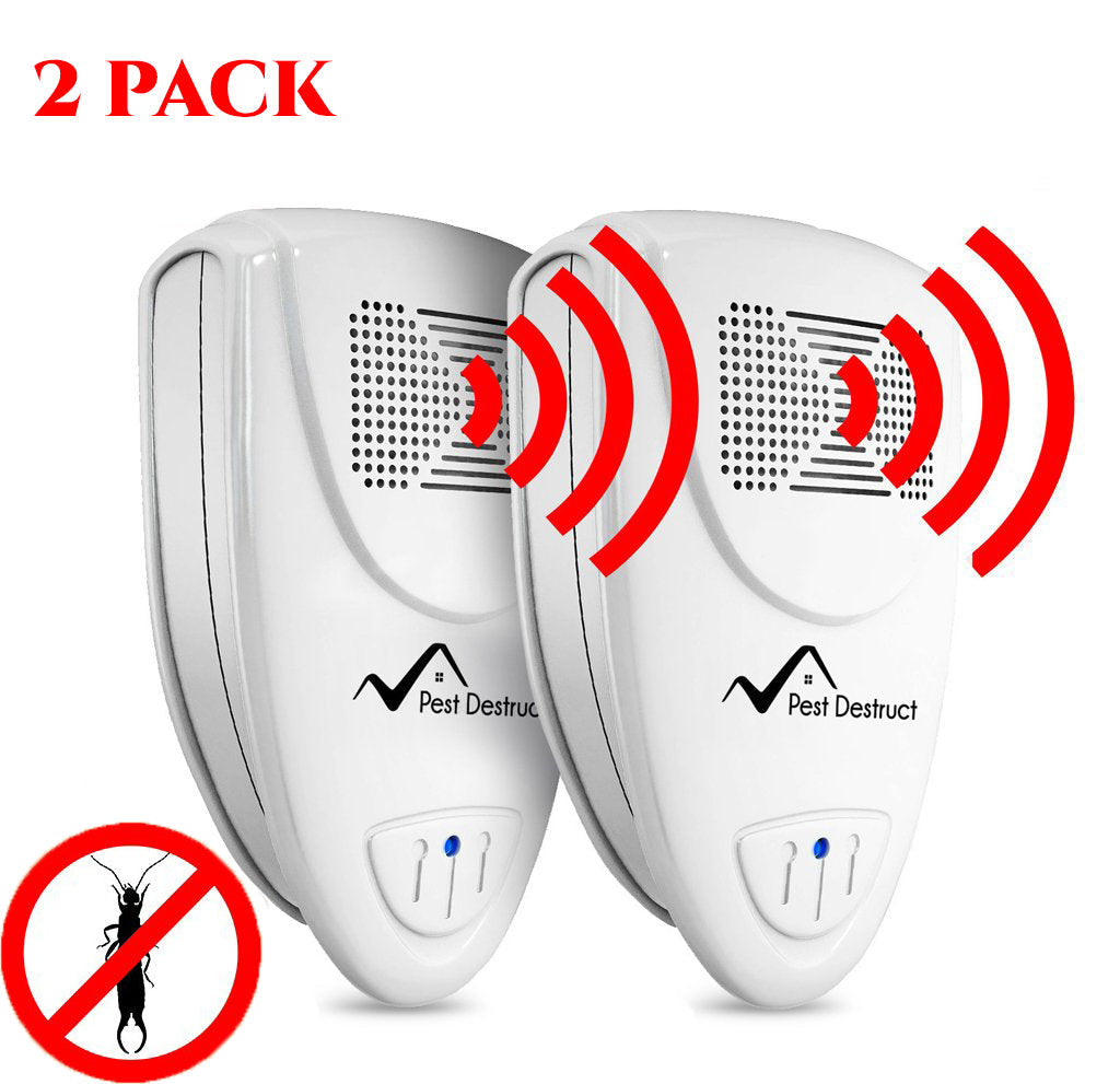 Ultrasonic Earwig Repeller - PACK of 2 - Get Rid Of Earwigs In 48 Hours Or It's FREE