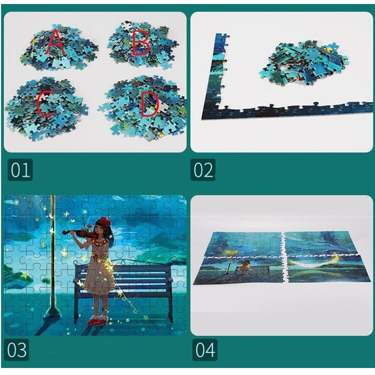 Lady with Violin Puzzle - Large Paper 500 Pieces Jigsaw Puzzle