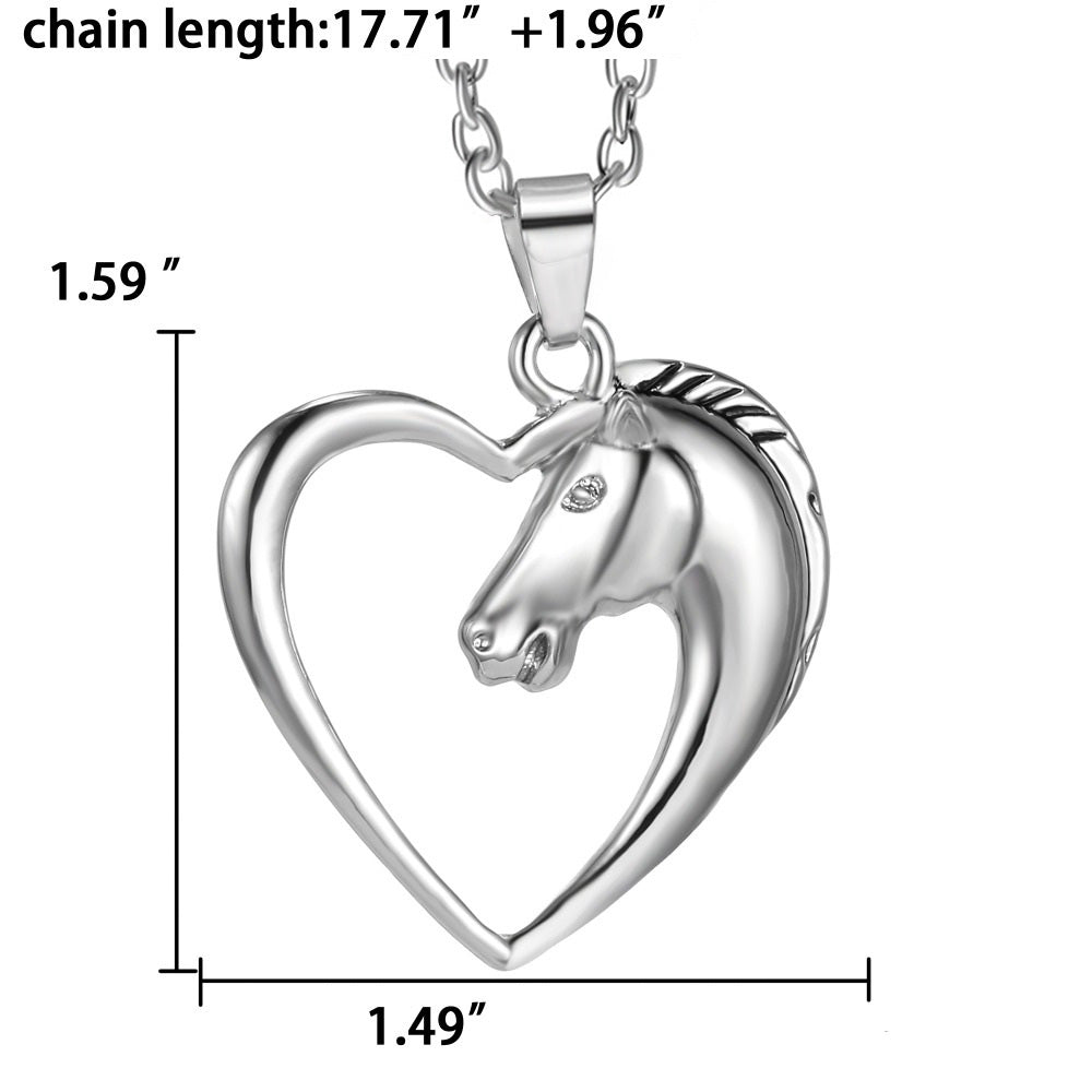 Heart Pendant Necklace Horse Heart Jewelry - Family and Friends Jewelry Gift