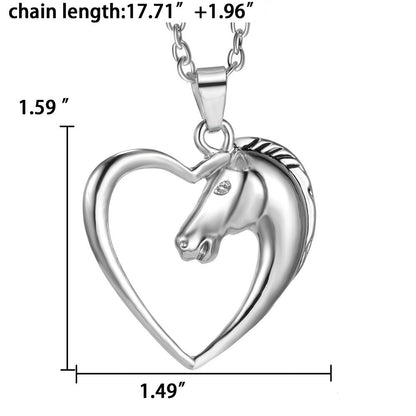 Heart Pendant Necklace Horse Heart Jewelry - Family and Friends Jewelry Gift