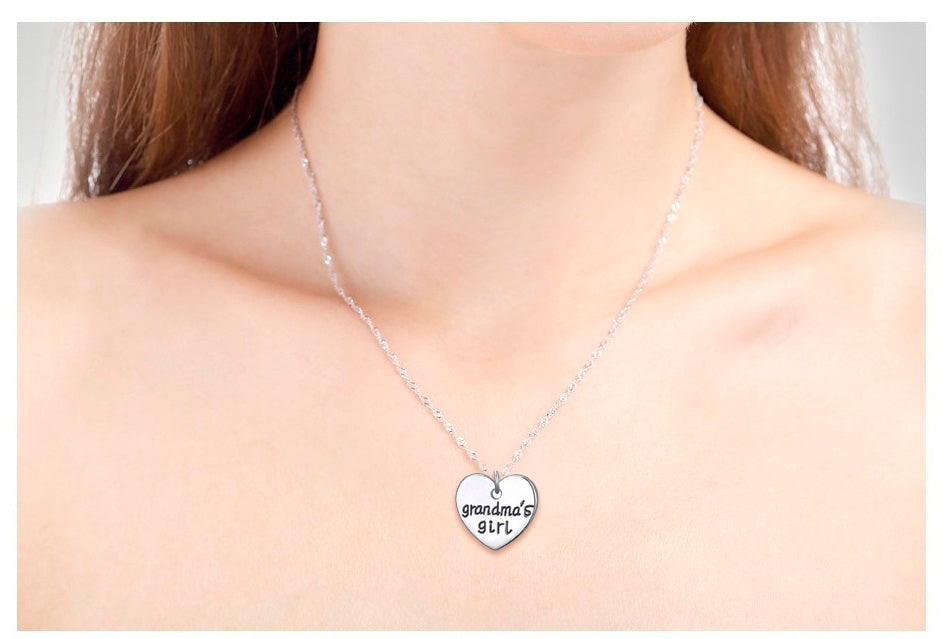 Grandmas Girl Heart Pendant Necklace - Grandma Necklace Set