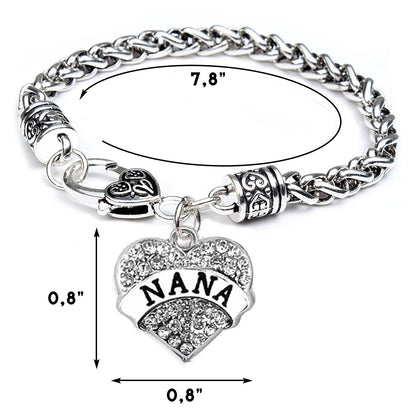 “Nana” Charm Bracelets | Adorable Nana Silver Heart Bracelet | Best Family Jewelry Gift