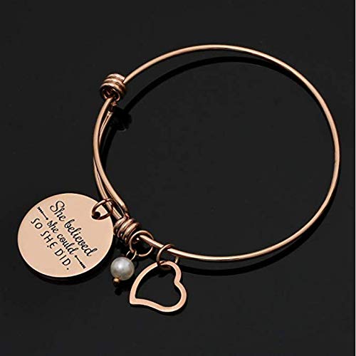 Bangle Bracelet Engraved - She Believed she Could so she did Inspirational - Jewelry