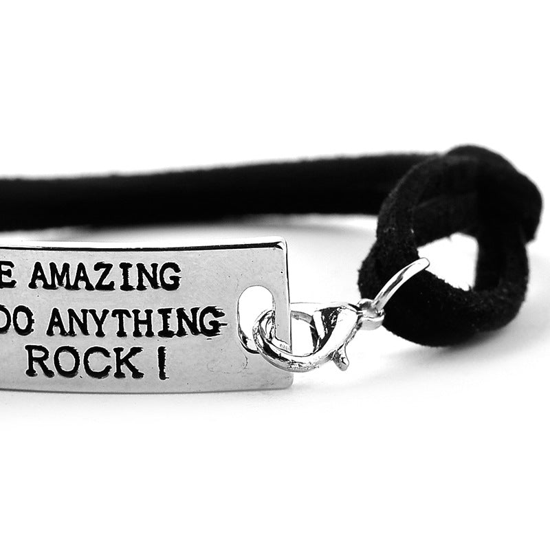 You are Amazing You Can Do Anything You Rock - Pendant Leather Bracelet