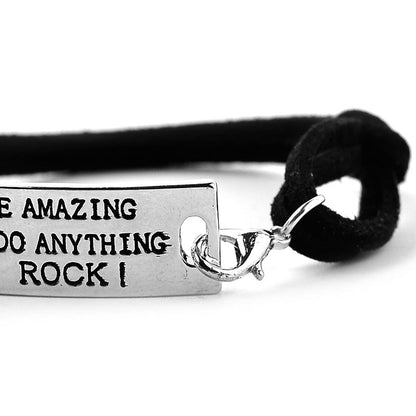 You are Amazing You Can Do Anything You Rock - Pendant Leather Bracelet