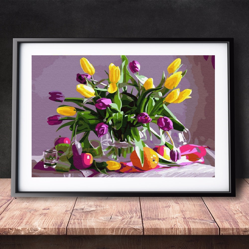 DIY Paint by Numbers Canvas Painting Kit - Colorful Tulips