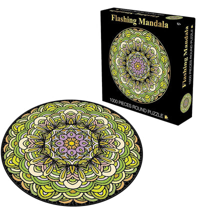 Green Mandala Round Puzzle - 1000 Pieces Jigsaw