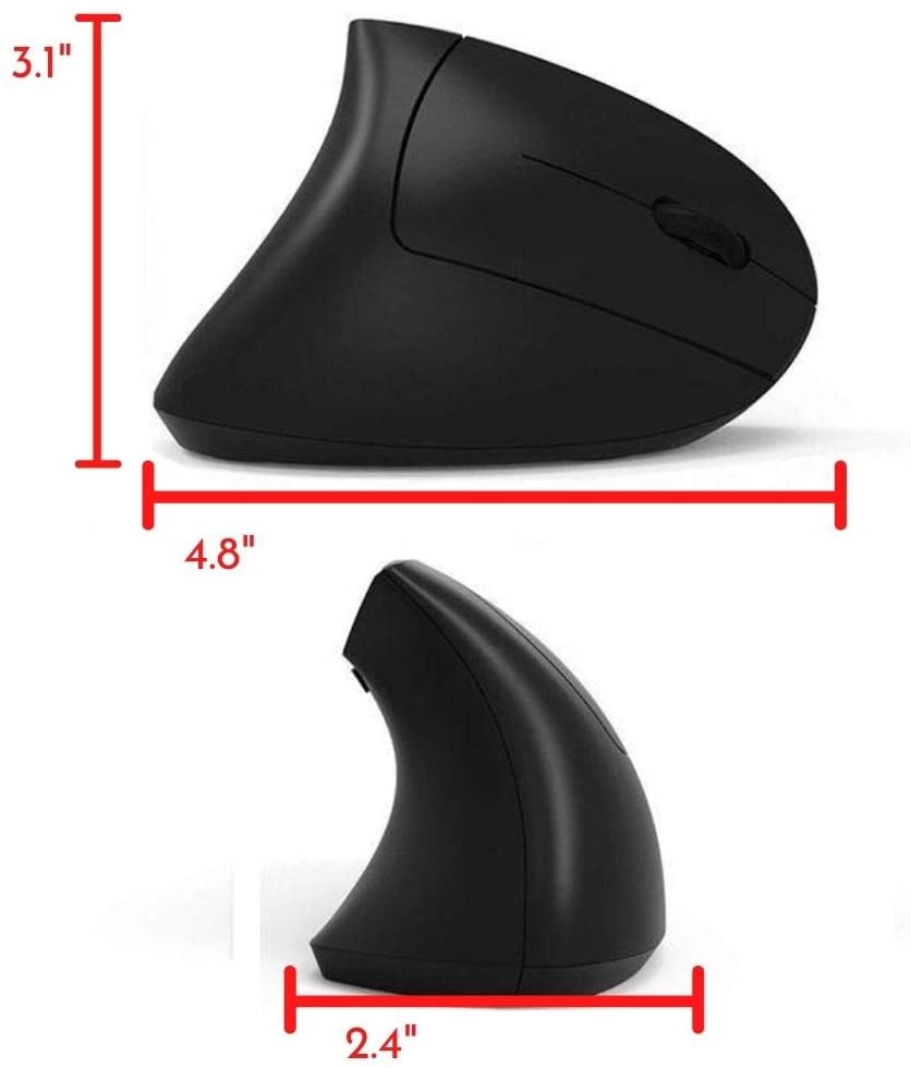 2.4G Wireless Vertical Optical Mouse - Right Hand - Black