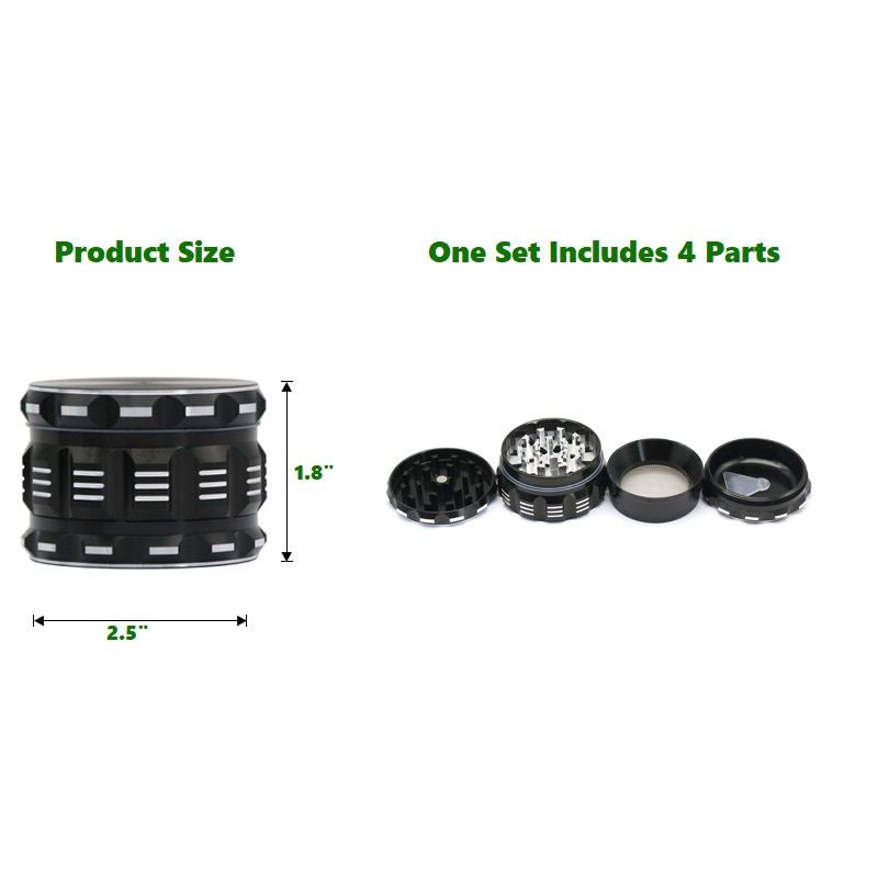 4 Piece 2.5" Spice Herb Grinder - Premium Metal