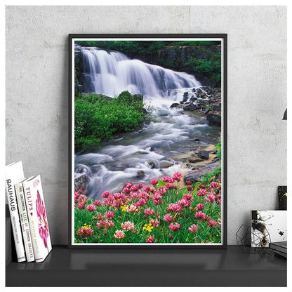 DIY Paint by Numbers Canvas Painting Kit - Calm Waterfall Landscape