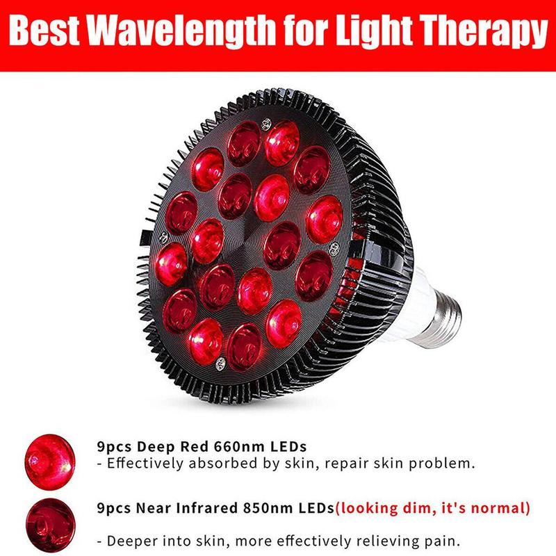 Red Light Therapy Lamp - Clamp and Bulb Set - 54W 18 LED