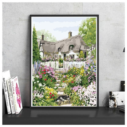 DIY Paint by Numbers Canvas Painting Kit - Cottage House