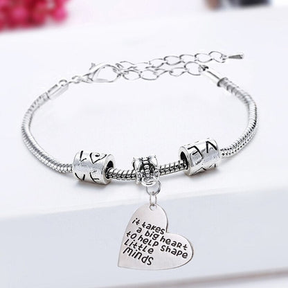 It Takes a Big Heart to Help Shape Little Minds - Pendant Bracelet