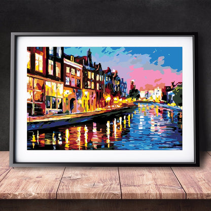 DIY Paint by Numbers Canvas Painting Kit - Sunset by The River