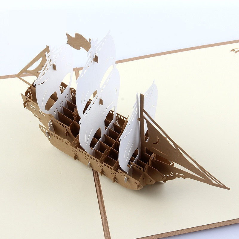 3D Sailing Boat Pop Up Card and Envelope